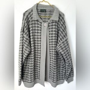 Vintage Boundary Waters Gray Rainbow Knit Open Retro Collared Sweater Women’s 3X